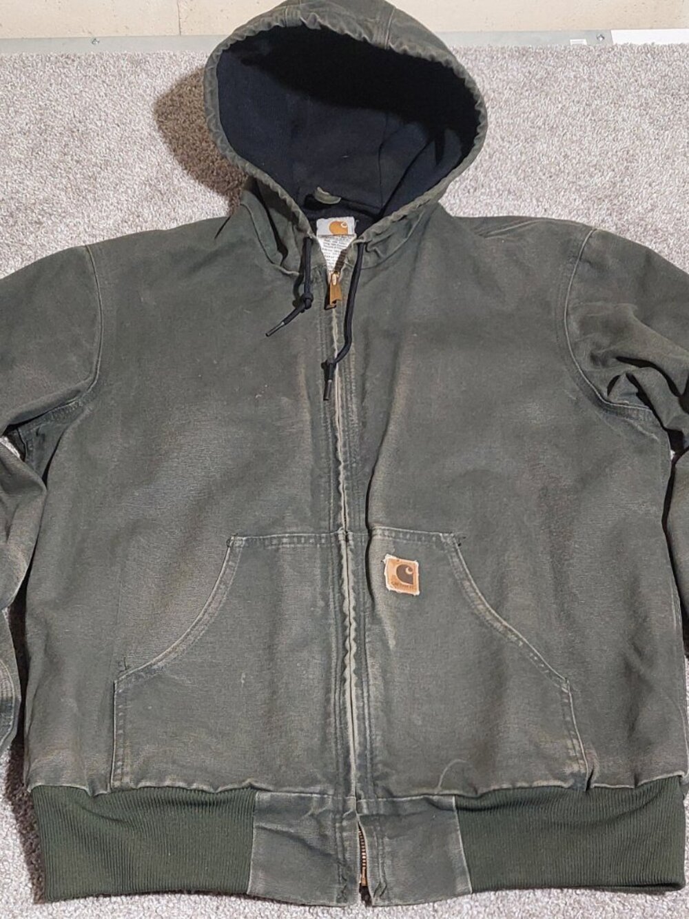 Vintage Carhartt J25 MOS Moss Green Sandstone Duck Active Farm Aged 2006 Size M - Picture 2 of 9